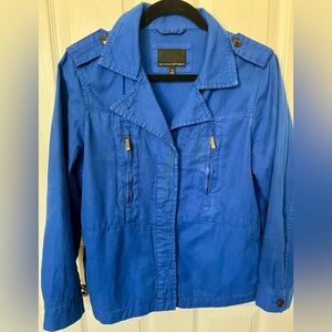 Banana Republic Women M Chic Jacket Royal Blue Twill Chore Button Utility Cotton